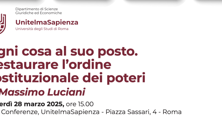 Presentazione del volume Ogni cosa al suo posto