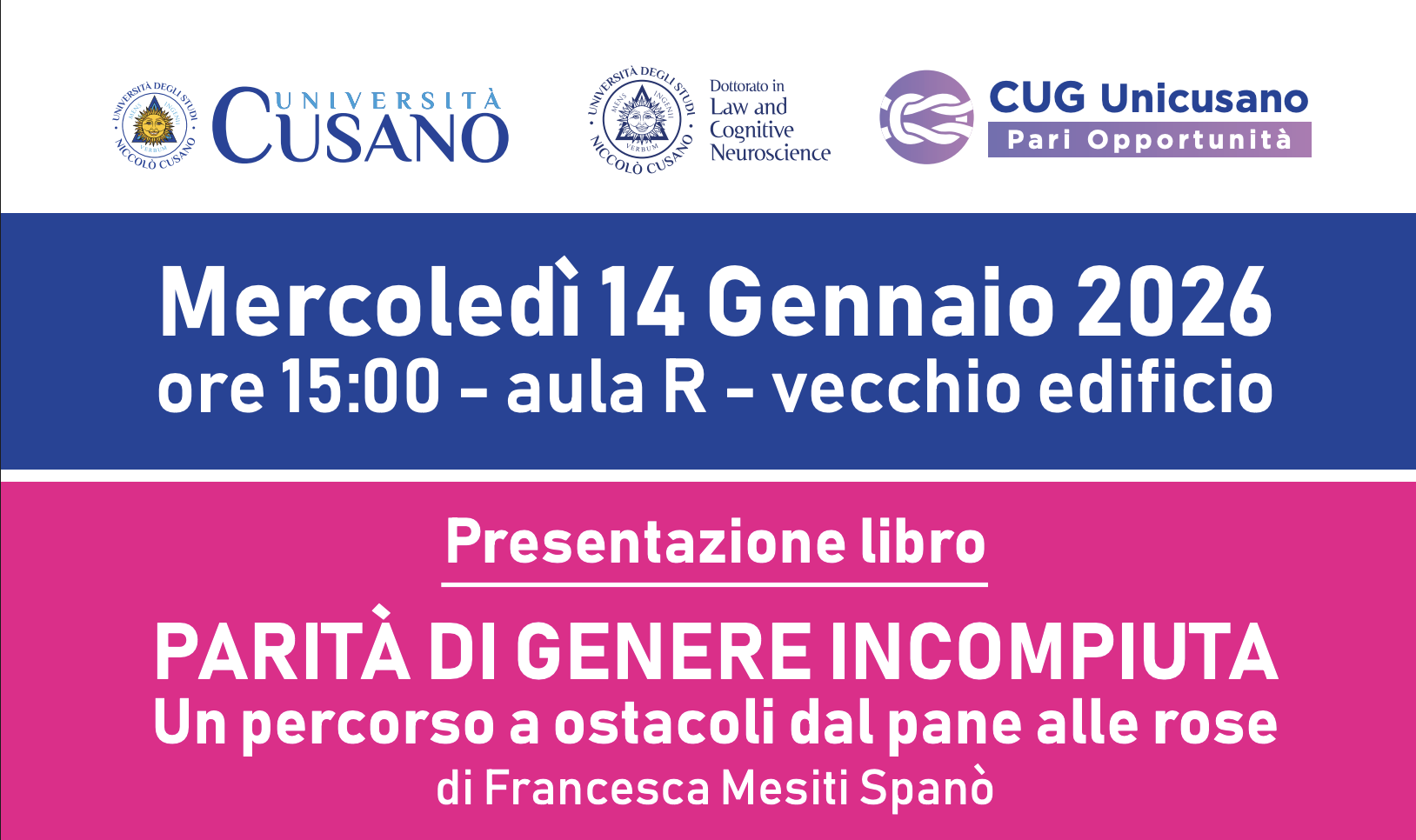 Presentazione del libro Parità di genere incompiuta